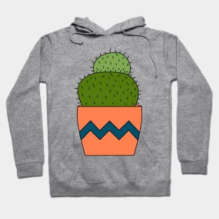 Cute Cactus Design #197: Round Cactus In Pot Hoodie